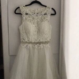 super cute fluffy white prom dress